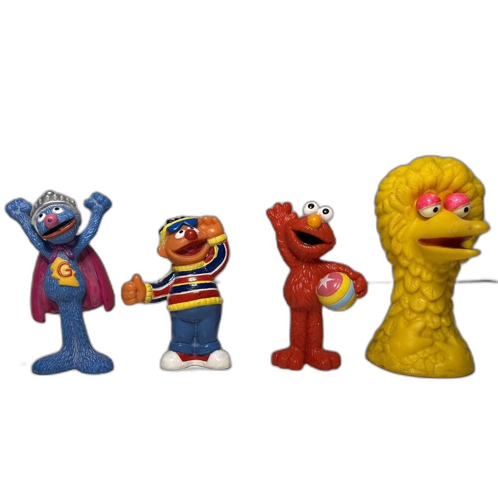 Sesame Street Figure Lot Elmo Ernie Super Grover Big Bird PVC Cake Toppers Toys